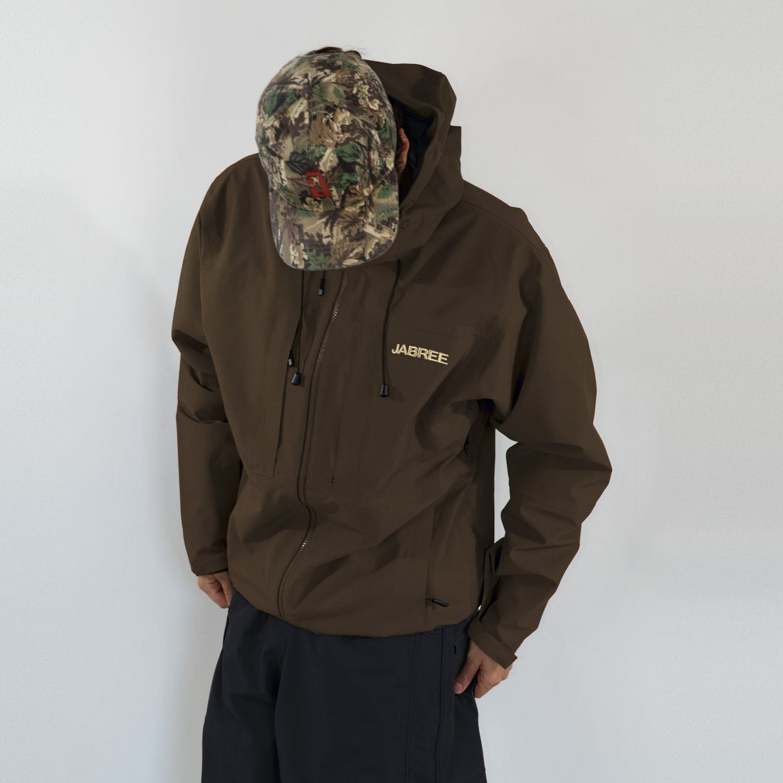 Coffee Brown Jabshell Jacket, front, on body