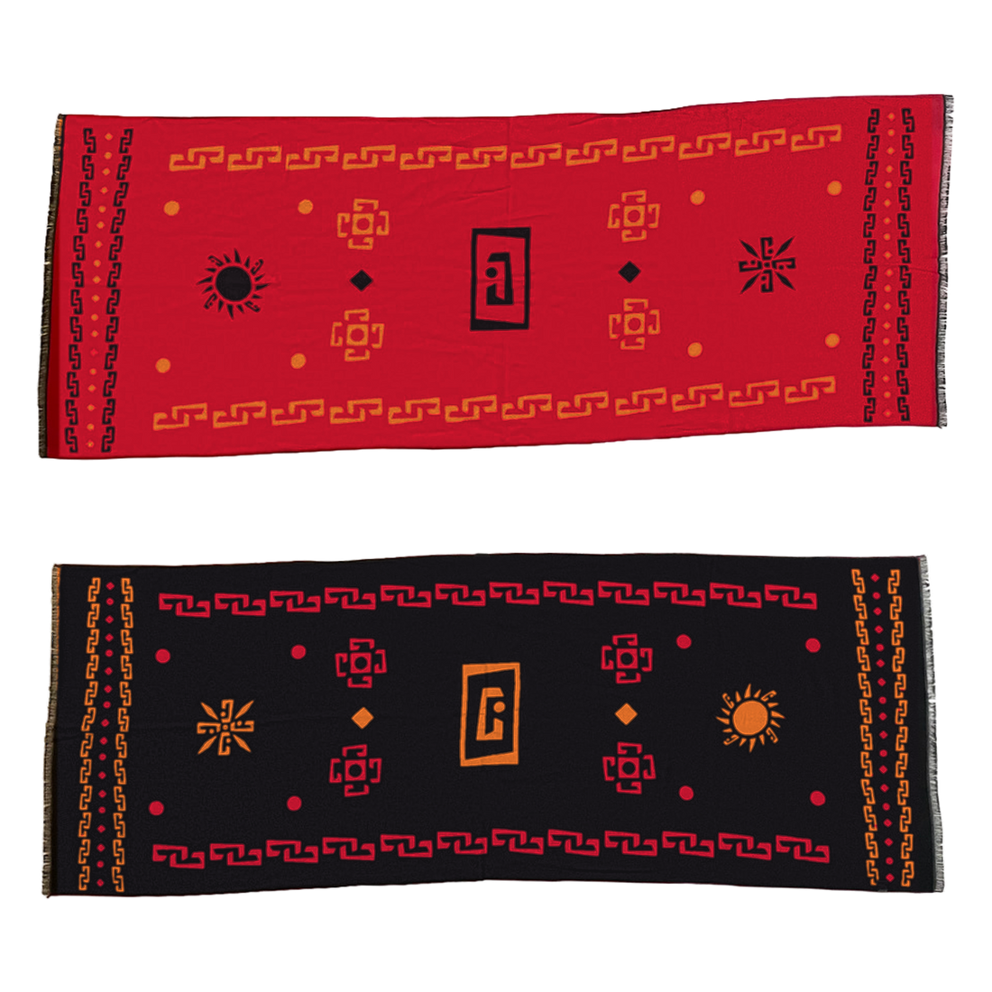 Jabree Logo Scarf, red and black sides laid flat