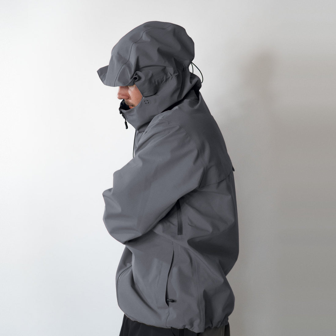 Storm Gray Jabshell Jacket, side, hood up