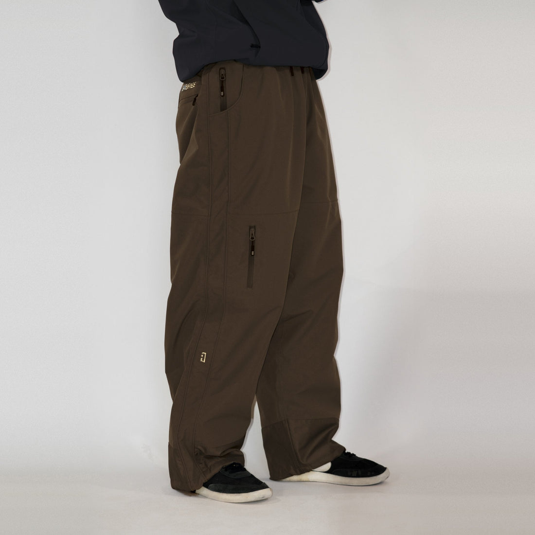Coffee Brown Jabshell Pant, side, zip pockets
