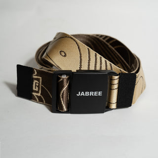 Tan Topographic Jabree Henderson Topo Belt, flat top-down view